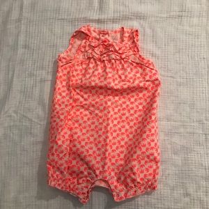 Neon orange/pink elephant pattern romper, 6m